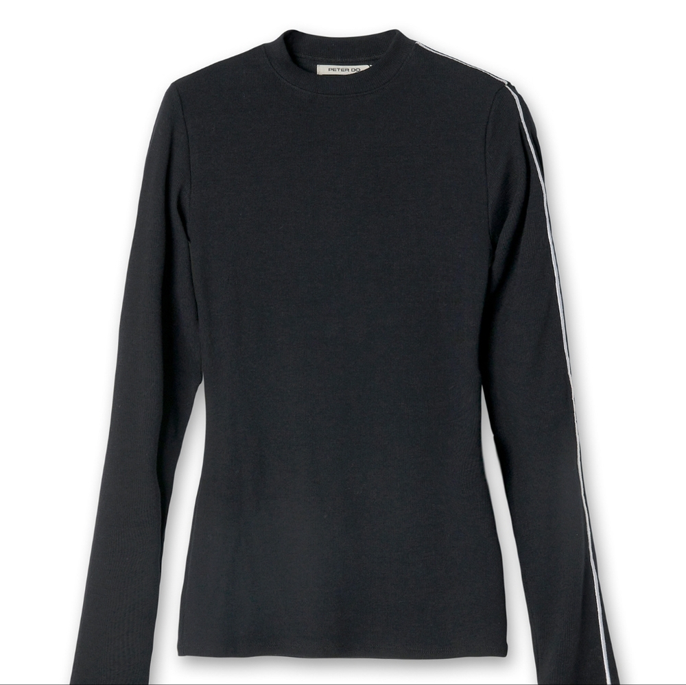 PETER DO Black Fitted Long Sleeve Tee